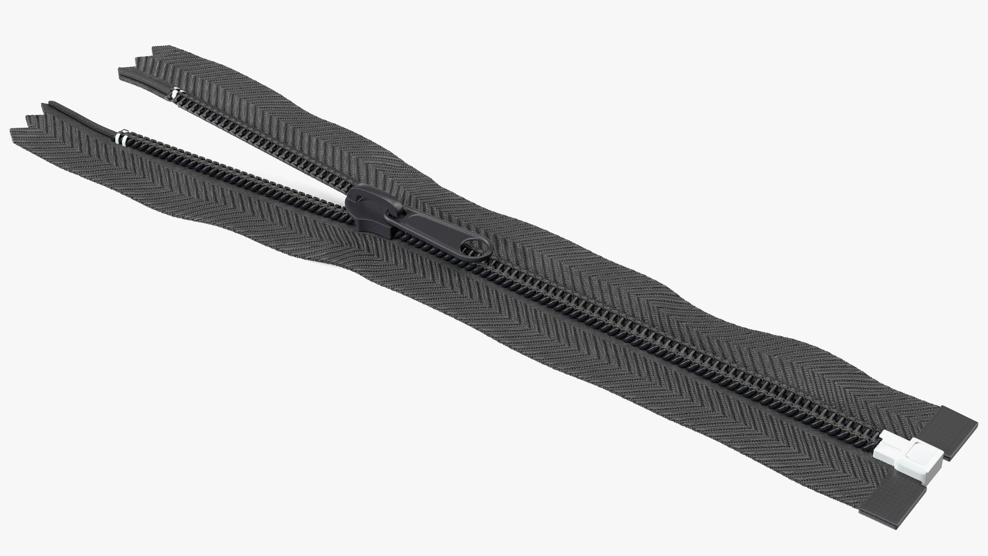 Open End Nylon Coil Zipper with Slider Black 3D model preview
