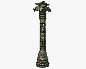 3D model aztec column snake details