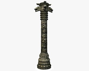 Detailed aztec column with snakes