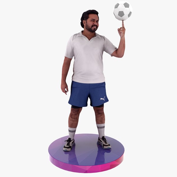 Jogador de futebol de personagem de menino 3d em ação de
