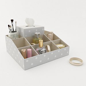 Eight Compartment Fabric Organizer W/ Tissue, Gray Dottie