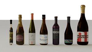 3D wine bottles
