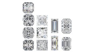 Gemstones in Different Square Cuts 3D Models Pack2