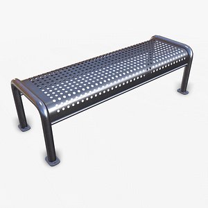 3D Metal Street Bench 02 Low-poly PBR model