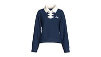 Girls Unique Button Planet Ribbed Polo Sweatshirt