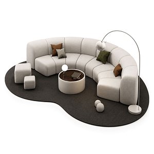 Modern Curved Modular Sofa Set 3D Model