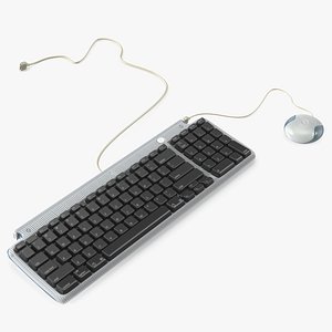 3D Apple iMac G3 Keyboard and Mouse Blue