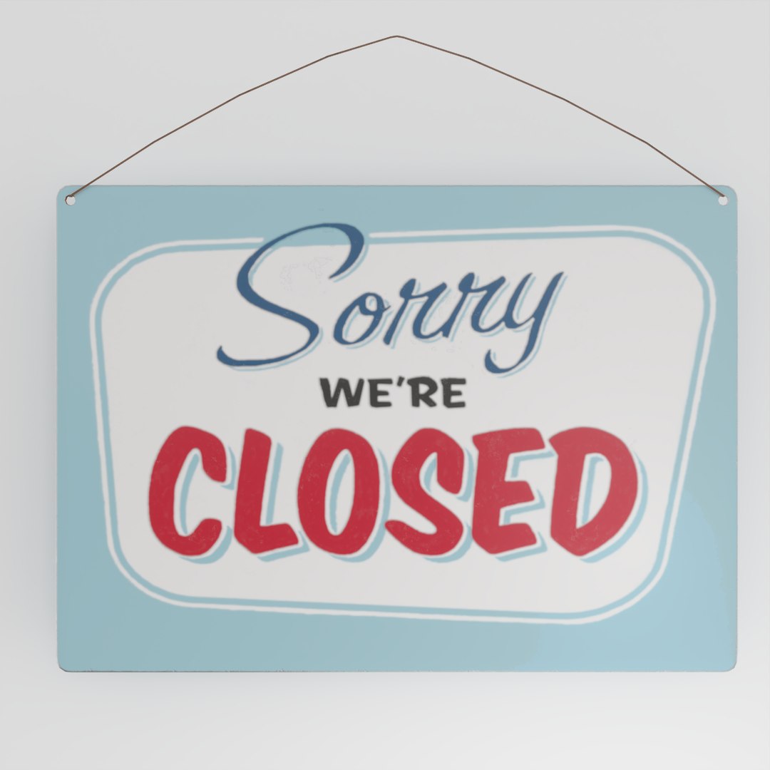 Vintage Closed Sign 3D Model - TurboSquid 1623176