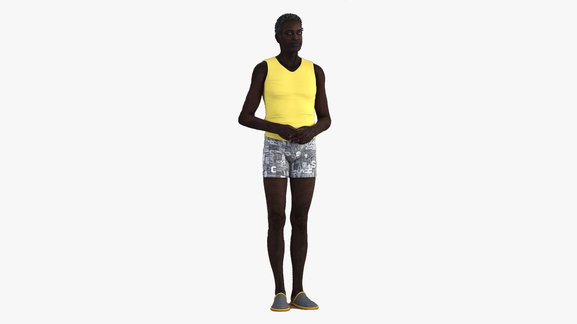 Afro American Grandpa Wearing Pajamas Rigged for Maya 3D model preview