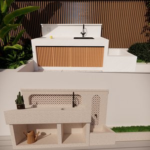 3D Bathroom Cabinet With Sink -B1 model