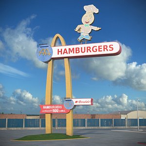 3D model Vintage McDonalds Neon Sign with Arches