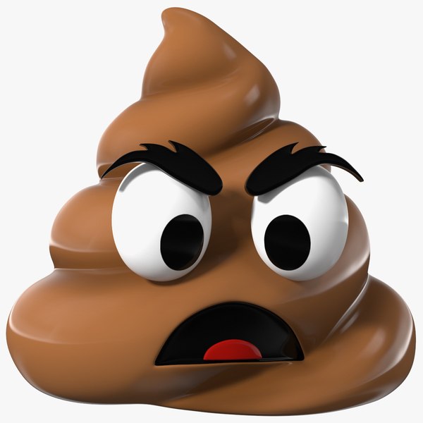 3d model frowning face poop emoji smile
