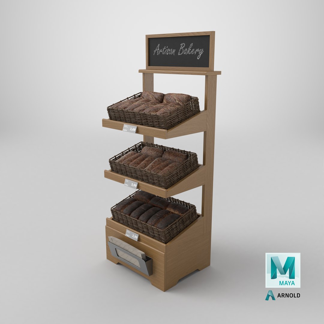 3D Wooden loaf bread stand 01 model https://p.turbosquid.com/ts-thumb/21/KYtP8s/Q7/stemcell_maya_arnold_render/png/1765474968/1920x1080/fit_q87/5deb7288e65e65ae9a41298785149b241be181de/stemcell_maya_arnold_render.jpg