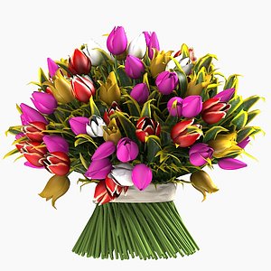 3d tulip bouquet flowers