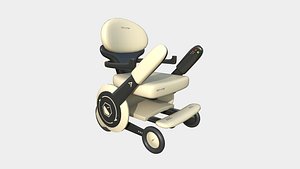 3D Tech Wheelchair B09 Black Beige - Disability Character Design model