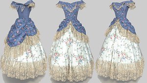 3D ROCOCO ERA DRESS model