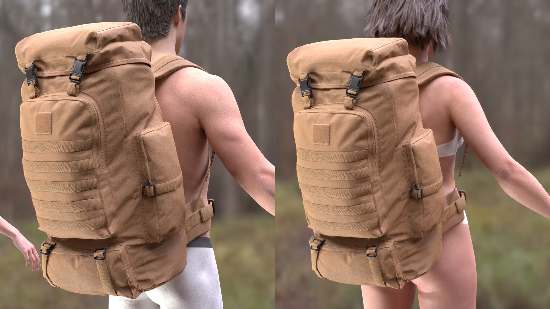 Tactical Hiking Backpack 75 - All MH Bodies UE5 Skeletons - Rigged 3D ...