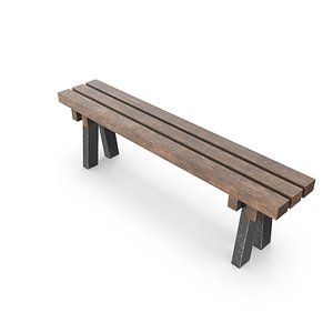 Weathered Outdoor Park Bench 13