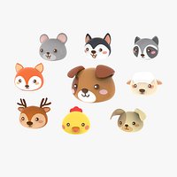Animal Head Cartoon 3D