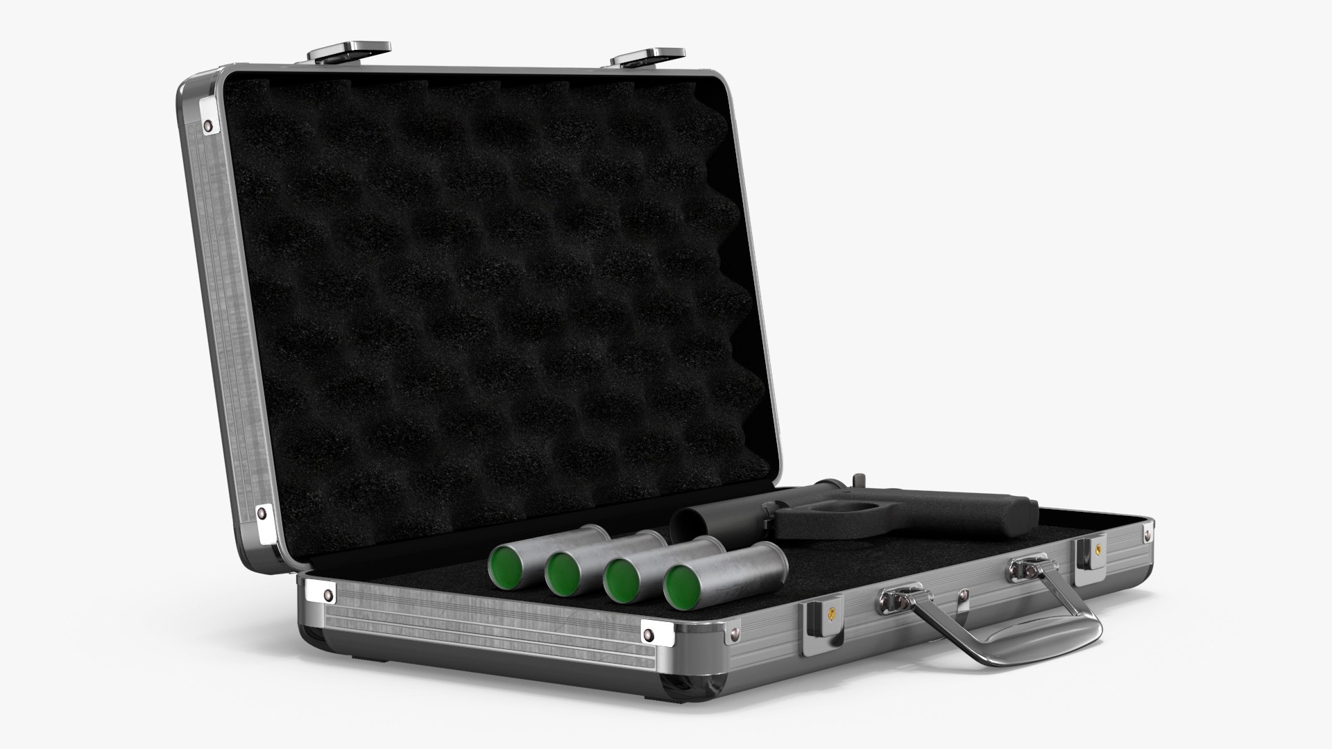 Signal Pistol in Transport Case with Flare Round Separates 3D model preview