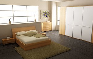 bedroom set 03 beds 3d max
