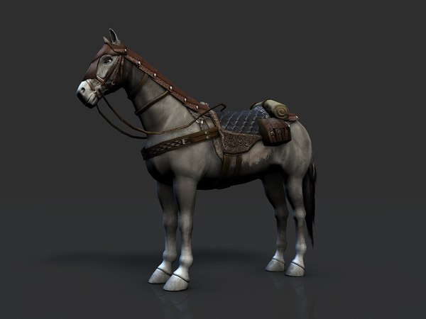 Cavalo com armadura de sela e mochila Modelo 3D - TurboSquid 1399235