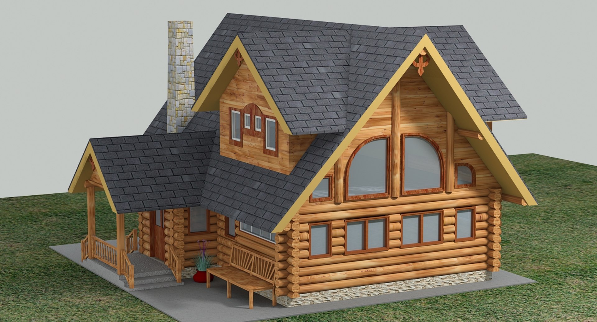 Rustic Log Cabin Model - TurboSquid 1188207