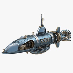 Steampunk Submarine Blue