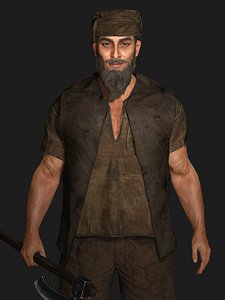 3D REALISTIC CHARACTER - MEDIEVAL BEARDED OLD MAN 02 3D