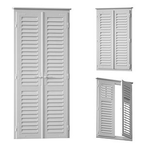 3D model Wooden shutters blinds door and window