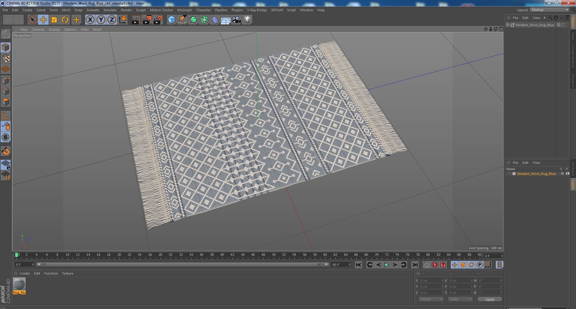 3D Modern Wool Rug Blue model - TurboSquid 1872866