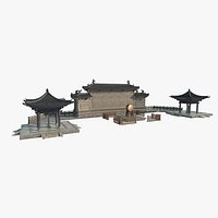 Asian Ancient Architecture Announcement Square