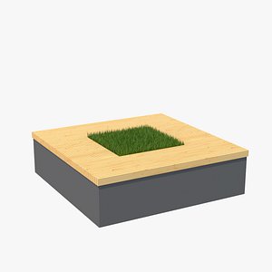 Street Flowerbed with a Grass and a Bench model