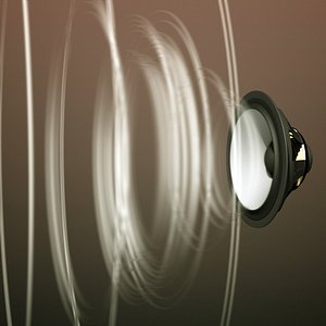 3d model of wave speaker cone animation