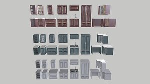 3D Kitchen Furniture Game Ready PBR Model Low-poly