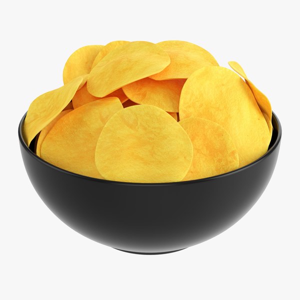 Potato chips in bowl 02 3D