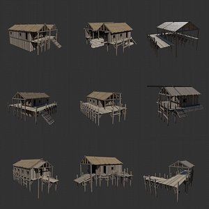 3D HARBOUR PORT MEDIEVAL HARBOR DOCKS FISHERMAN PIER COLLECTION