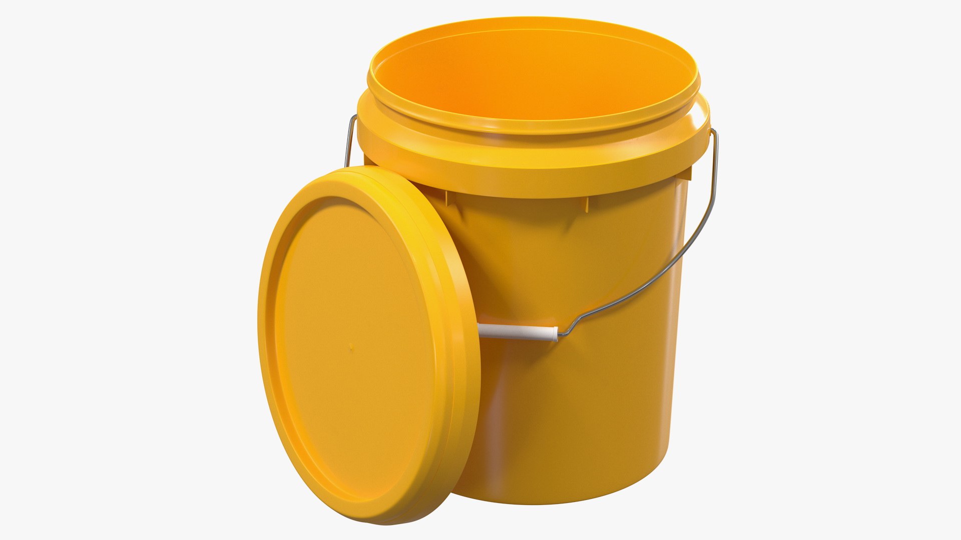 Plastic Bucket 20L with Lid and Handle 3D model preview