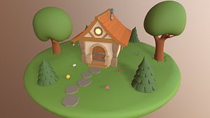 3D house cartoon toon model