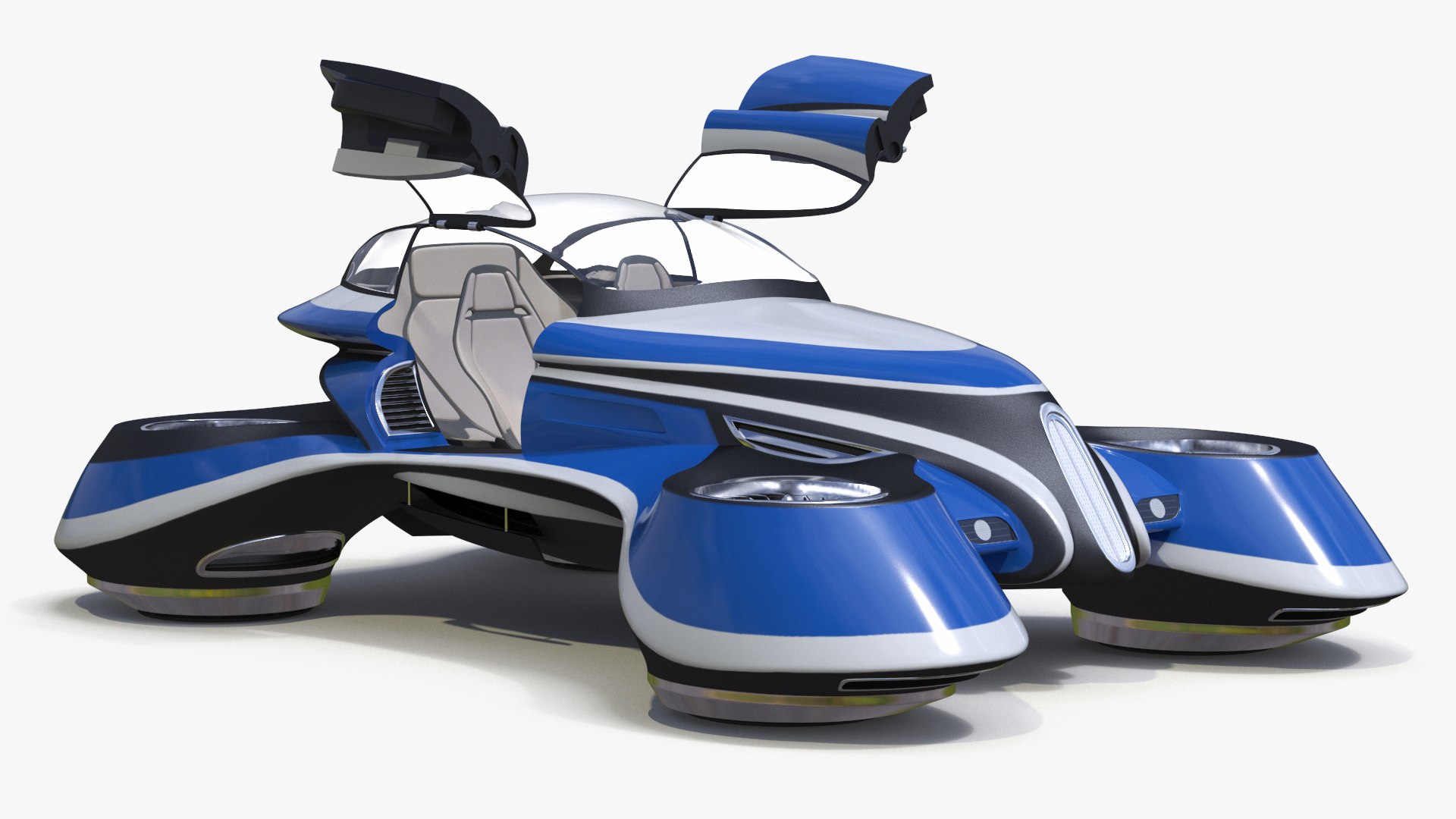 Hover Car Concept by Lazzarini Blue Rigged 3D model preview