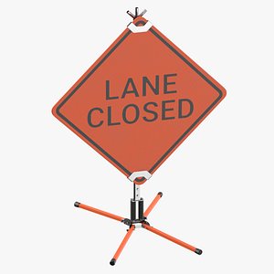 Movable Road Work Sign Lane Closed Clean and Dirty 3D model