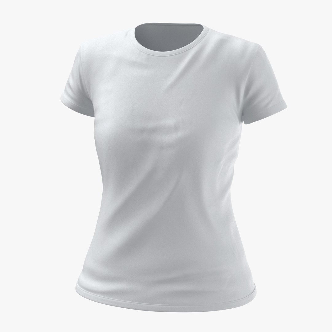 Female crew neck t-shirts 3D model - TurboSquid 1235143