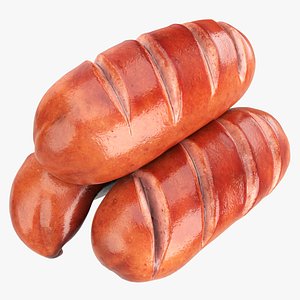 Pork smoked sausage grilled 3D