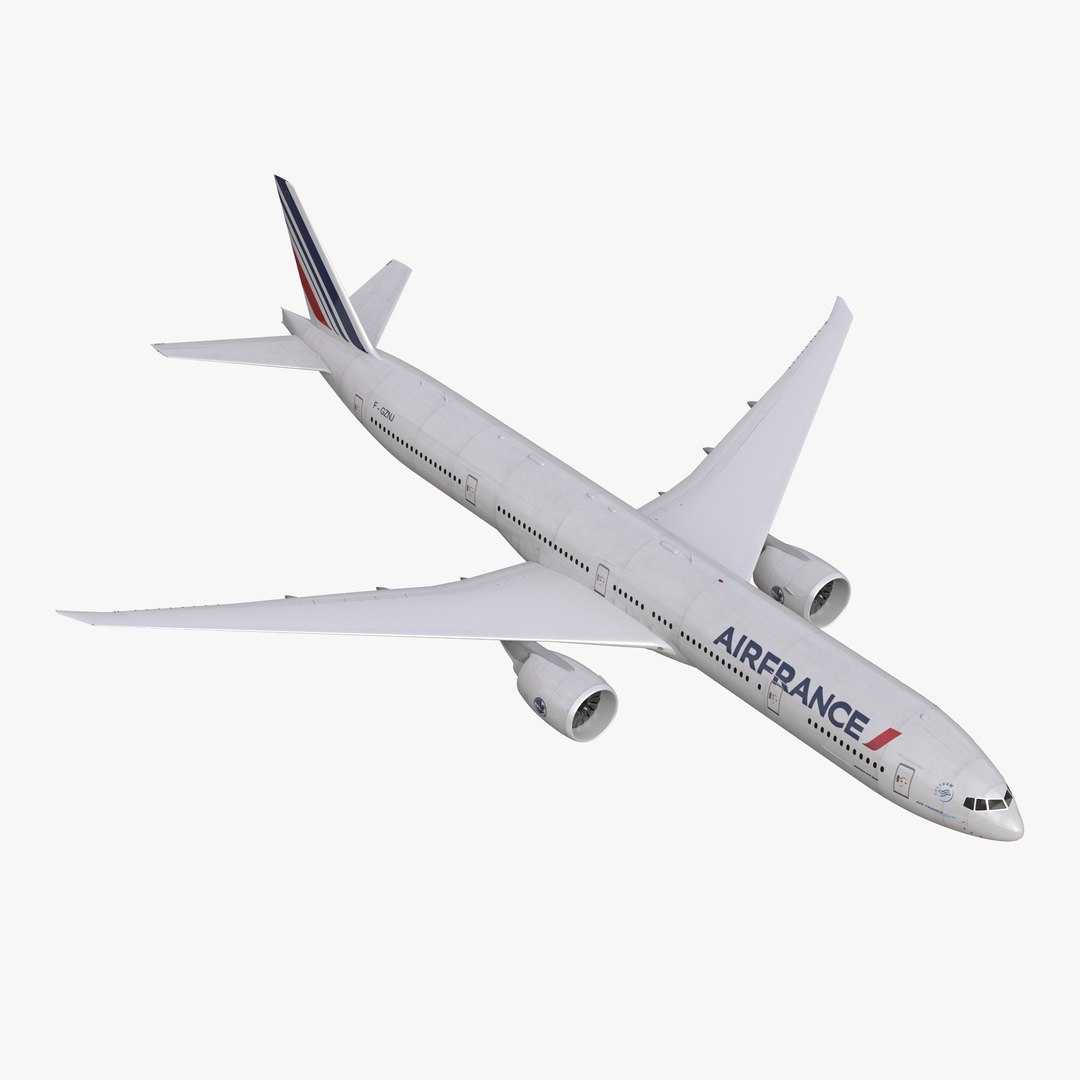 Boeing 777-300ER Air France Rigged 3D model preview