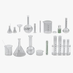 Laboratory glassware flask measuring cup assembly 3D model