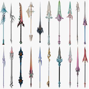 3D 20 STYLIZED SPEAR MODELS PACK 1 - LOW POLY