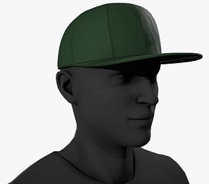 Green Snapback Cap 3D model