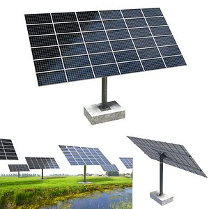 sun following pv solar panel array 3D model
