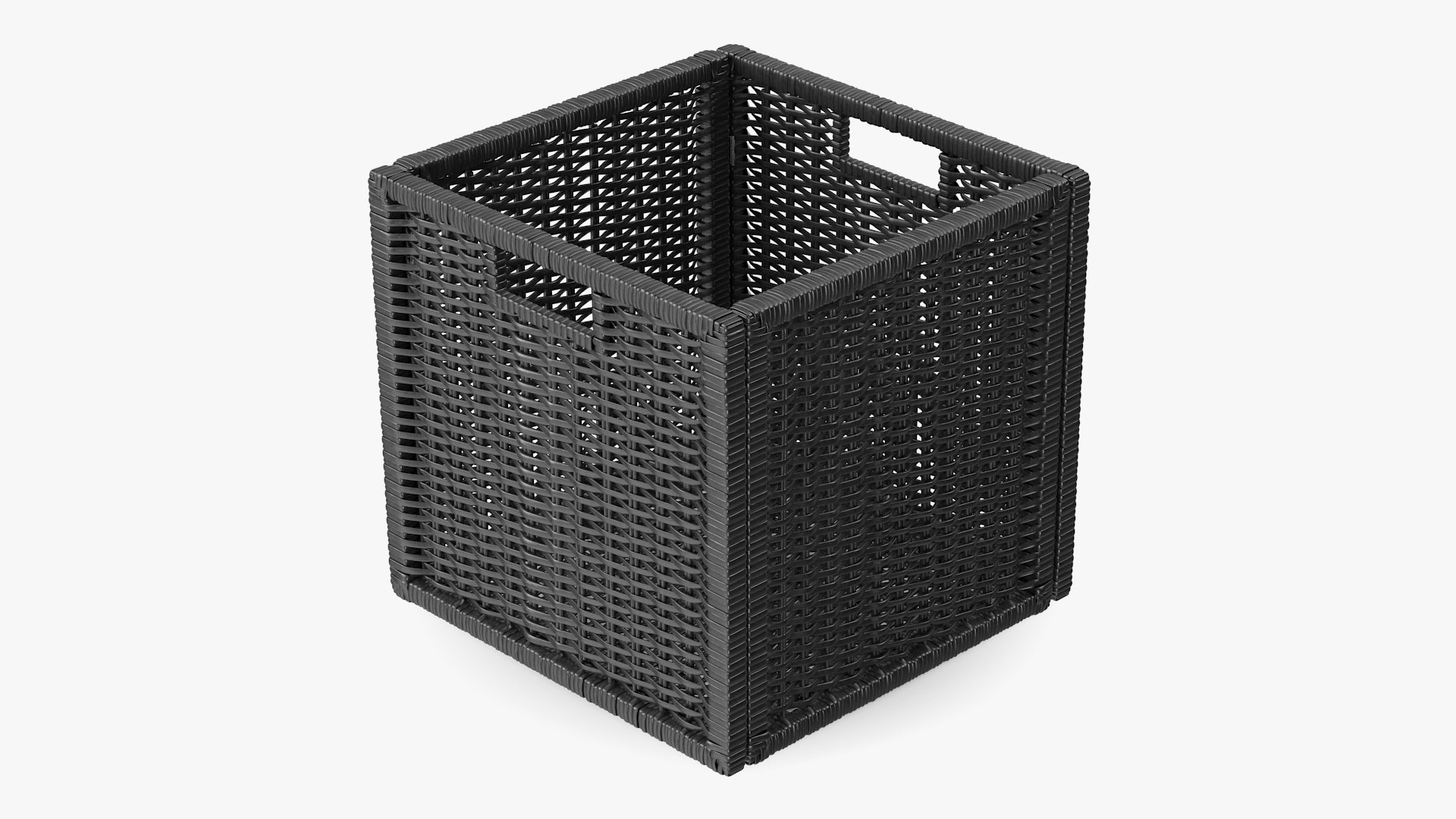 Rattan Storage Basket Black 3D model preview