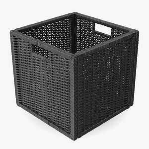 Rattan Storage Basket Black 3D model